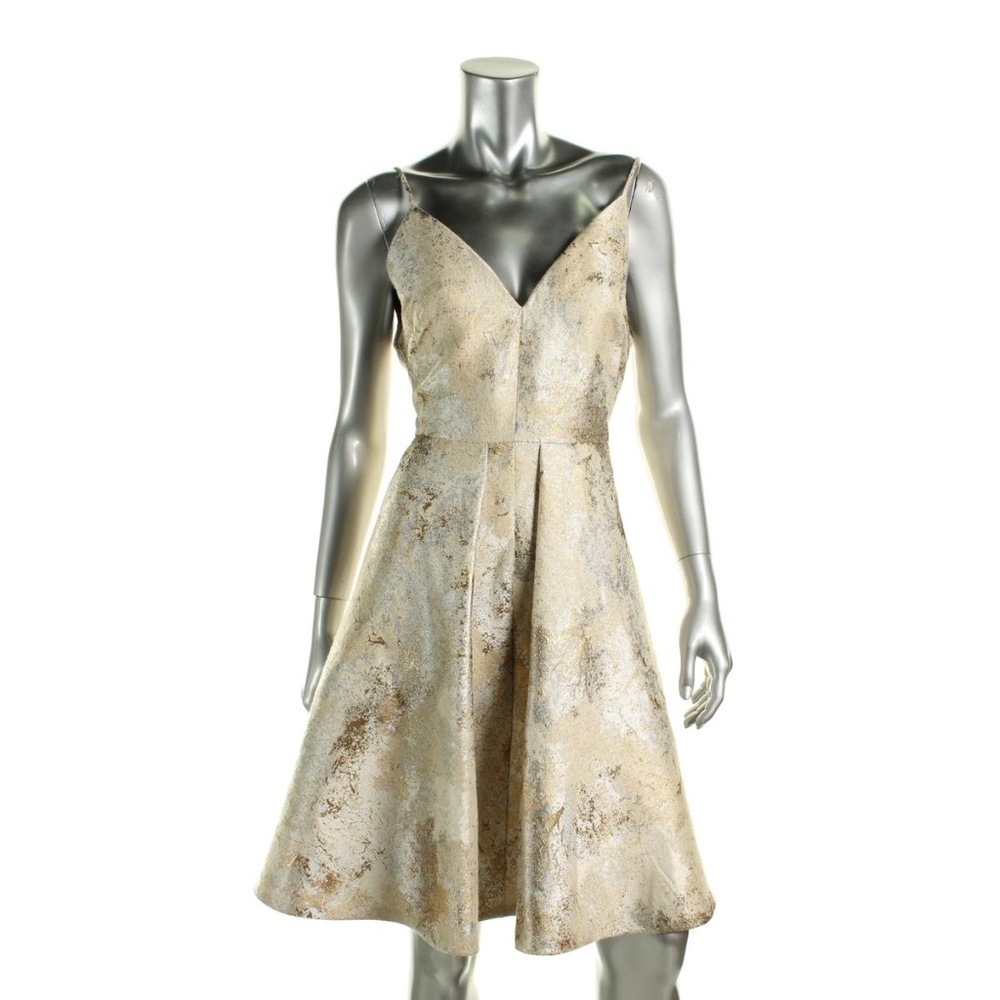Calvin Klein Gold Taffeta Dress